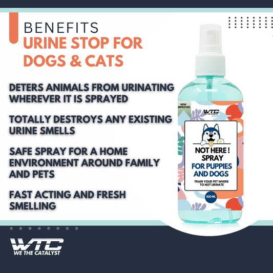 WTC Dog Not Here! Spray 500 Ml | Trains Your Pet Where Not to Urinate | Training Corrector for Puppies & Dogs | for Indoor & Outdoor Use | No More Marking | Made In The India
