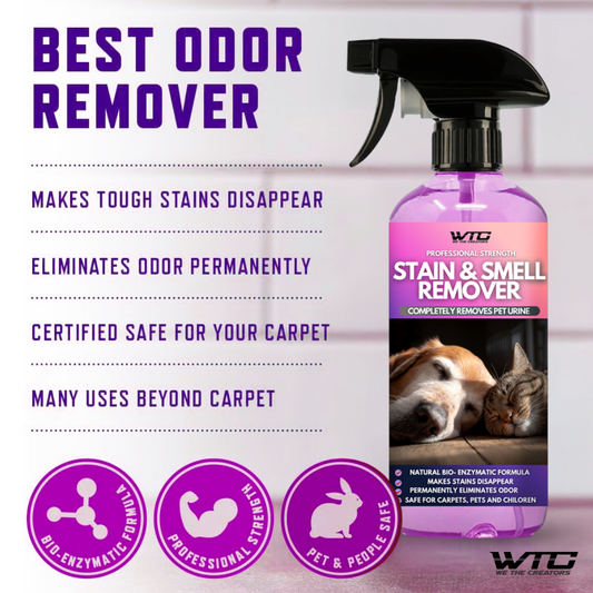 WTC Bio-Enzyme Pet Stain & Odor Eliminator Spray - Smell, Stain & Urine Remover for Cats, Dogs & Other Animals - 500ml Spray Safe for the Home - Neutral