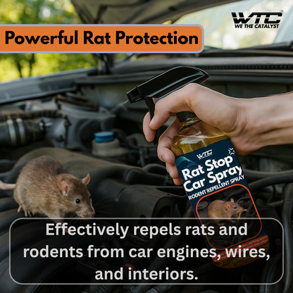 WTC Rat Stop Car Spray – 500ml Rodent Repellent for Cars, Bikes, Garages & Homes | Protects Wiring & Engine Bay | Up to 90 Days Protection