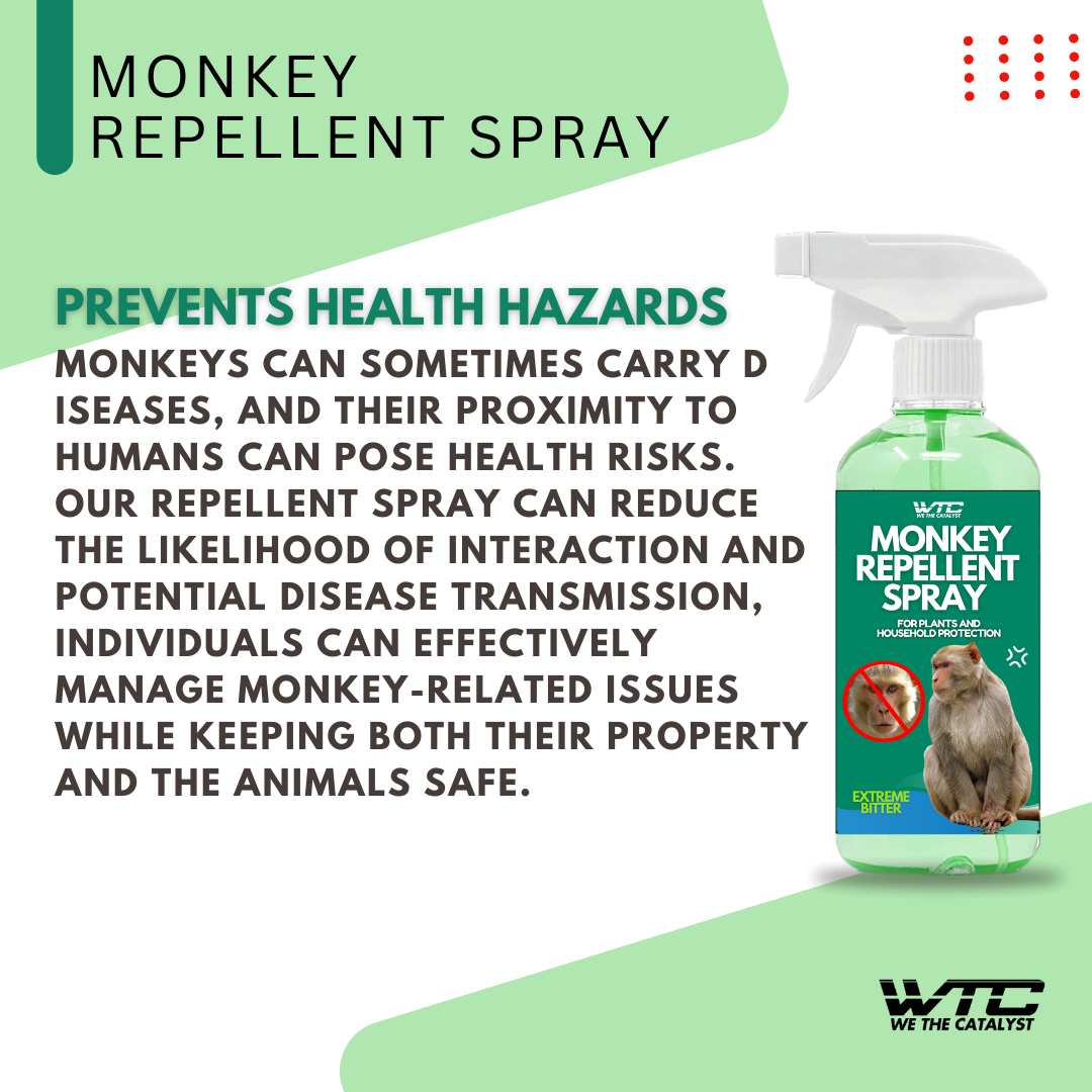 WTC Monkey Repellent Spray 500 ml | Keep Monkeys Stay Away from Gardens, Homes, Factories & Warehouses | Safe, Chemical-Free Solution