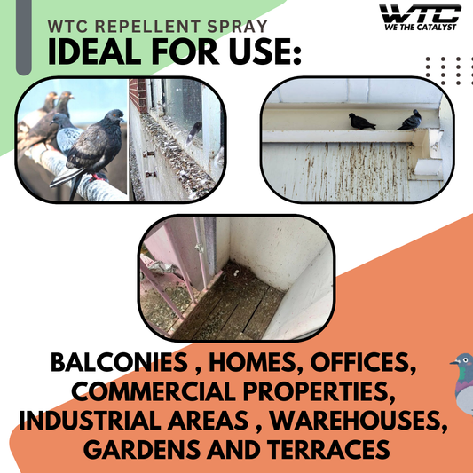 WTC Pigeon & Bird Repellent Spray 500 ML for Home, Office | Non-Toxic Pigeon Repellent | Safe Bird Control Solution | Only Repels | Easy-to-Use Spray