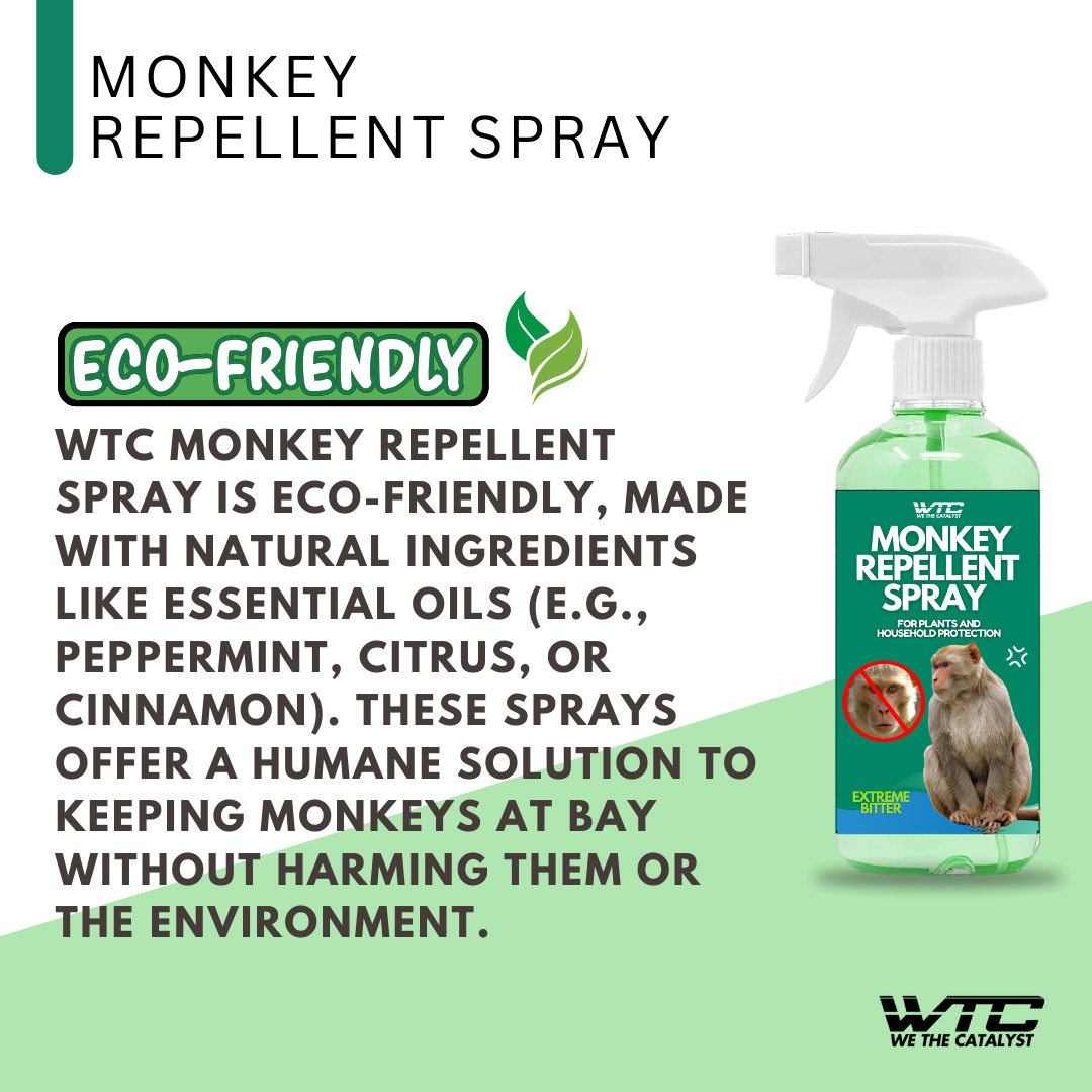 WTC Monkey Repellent Spray 500 ml | Keep Monkeys Stay Away from Gardens, Homes, Factories & Warehouses | Safe, Chemical-Free Solution