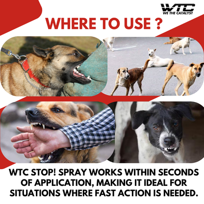 WTC Dog Stop Attack Repellent Spray, Personal Protection from Dog Attack, For Street Dogs & Cats (200 ML)