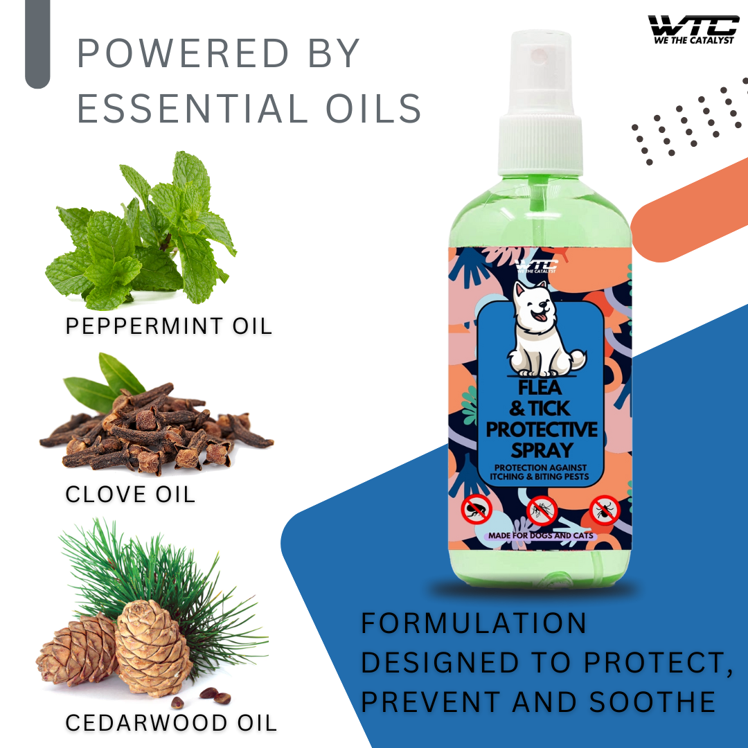 Flea, Tick & Mosquito Spray 500 ML for Dogs, Cats, and Home - Flea and Tick Killer, Control, Prevention, Treatment - with Natural Essential Oils - Pet and Family Safe - Peppermint