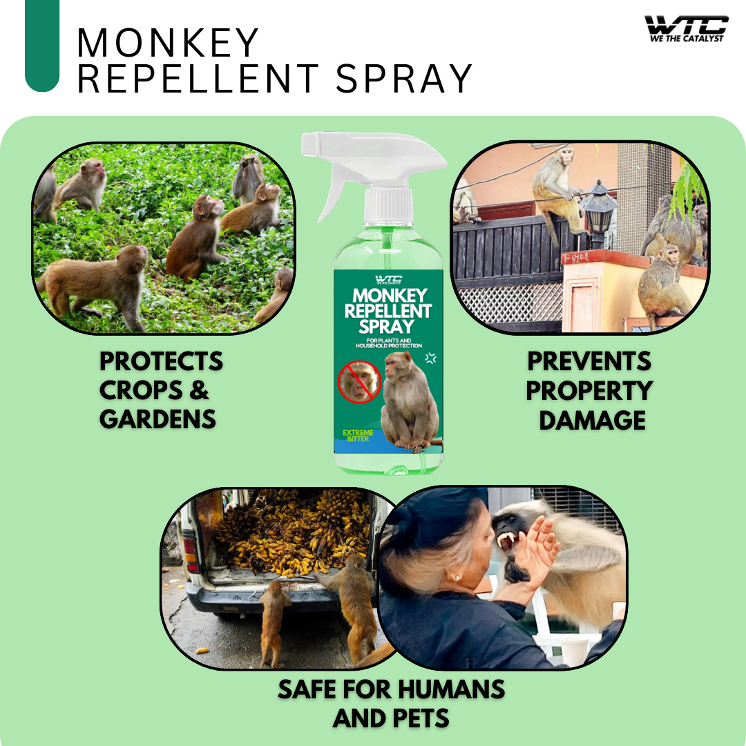 WTC Monkey Repellent Spray 500 ml | Keep Monkeys Stay Away from Gardens, Homes, Factories & Warehouses | Safe, Chemical-Free Solution