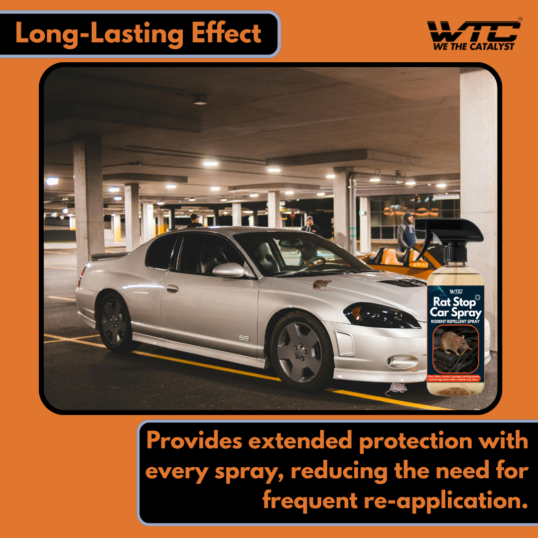 WTC Rat Stop Car Spray – 500ml Rodent Repellent for Cars, Bikes, Garages & Homes | Protects Wiring & Engine Bay | Up to 90 Days Protection