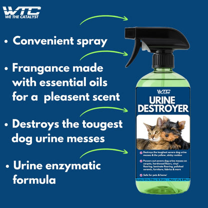 WTC Urine Destroyer Plus Dog, 500 ml, Enzymatic Formula, Quick Action-Cleans,Deodorizes, Disinfects & Home,Pet Areas,Garden & Doctor clinics | Dog Potty and Pee Area Cleaner | Urine Odour Remover