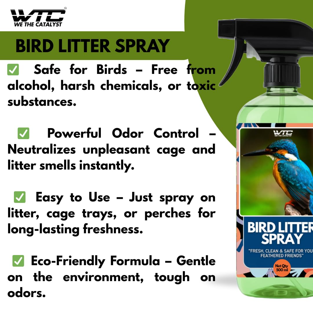 WTG Bird Litter Spray, Cage and Surroundings Cleaner, Odour Control, 500 ml