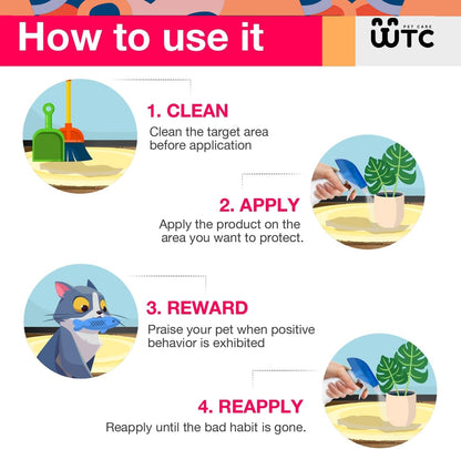 WTC No Pee No Poop Cat Potty Training Spray, 500 ML – Non-Toxic Cat Spray Deterrent for Urine/Marking/Pooping – Natural Cat Pee Deterrent Spray – Indoor/Outdoor Keep Off Cat Spray