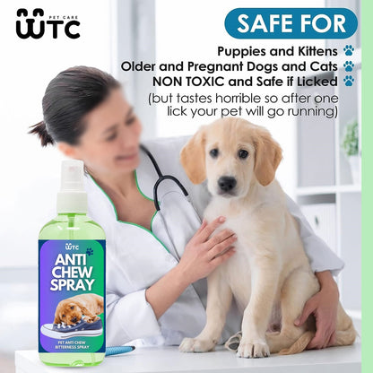WTC Bitter Apple Spray 500 ml for Dogs to Stop Chewing | Puppy and Dog Chewing Spray Deterrent | Anti Chew Extra Strength Pet Corrector | Safe for Indoors & Outdoors