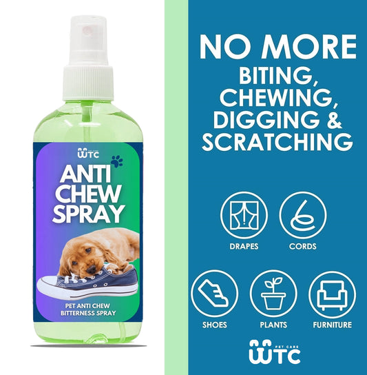 WTC Bitter Apple Spray 500 ml for Dogs to Stop Chewing | Puppy and Dog Chewing Spray Deterrent | Anti Chew Extra Strength Pet Corrector | Safe for Indoors & Outdoors
