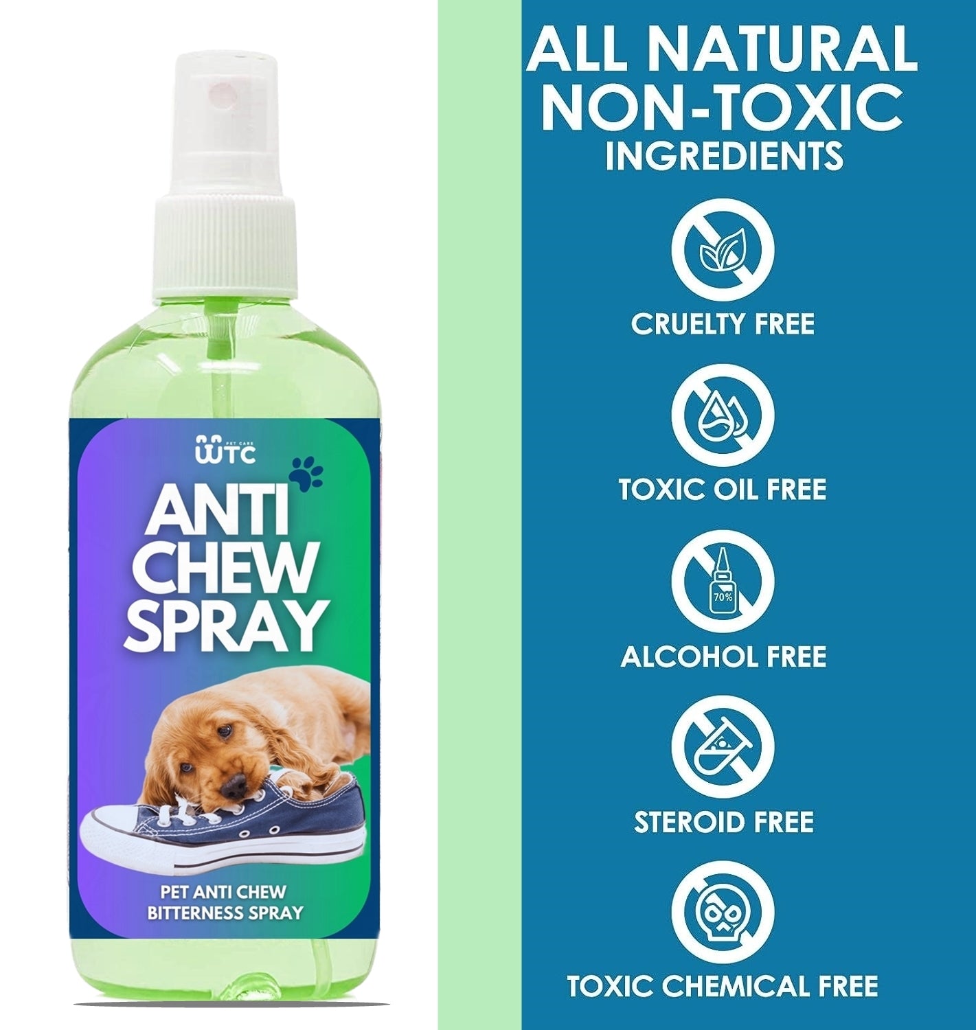 WTC Bitter Apple Spray 500 ml for Dogs to Stop Chewing | Puppy and Dog Chewing Spray Deterrent | Anti Chew Extra Strength Pet Corrector | Safe for Indoors & Outdoors