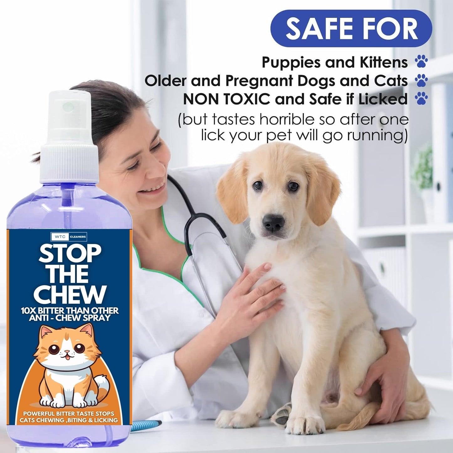 WTC Stop The Chew 500 ML Spray for Indoor and Outdoor Use, Cat Repellent Spray for Furniture, No Scratch Spray for Cats, Anti-Scratch Cat Training Spray