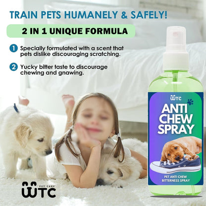 WTC Bitter Apple Spray 500 ml for Dogs to Stop Chewing | Puppy and Dog Chewing Spray Deterrent | Anti Chew Extra Strength Pet Corrector | Safe for Indoors & Outdoors