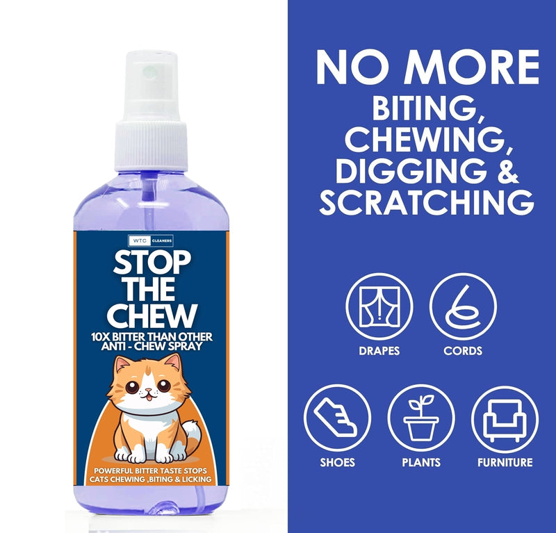 WTC Stop The Chew 500 ML Spray for Indoor and Outdoor Use, Cat Repellent Spray for Furniture, No Scratch Spray for Cats, Anti-Scratch Cat Training Spray