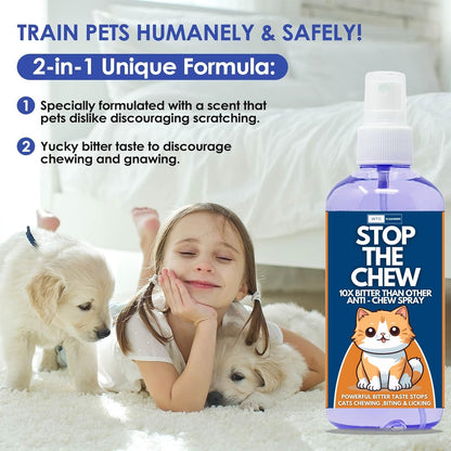 WTC Stop The Chew 500 ML Spray for Indoor and Outdoor Use, Cat Repellent Spray for Furniture, No Scratch Spray for Cats, Anti-Scratch Cat Training Spray