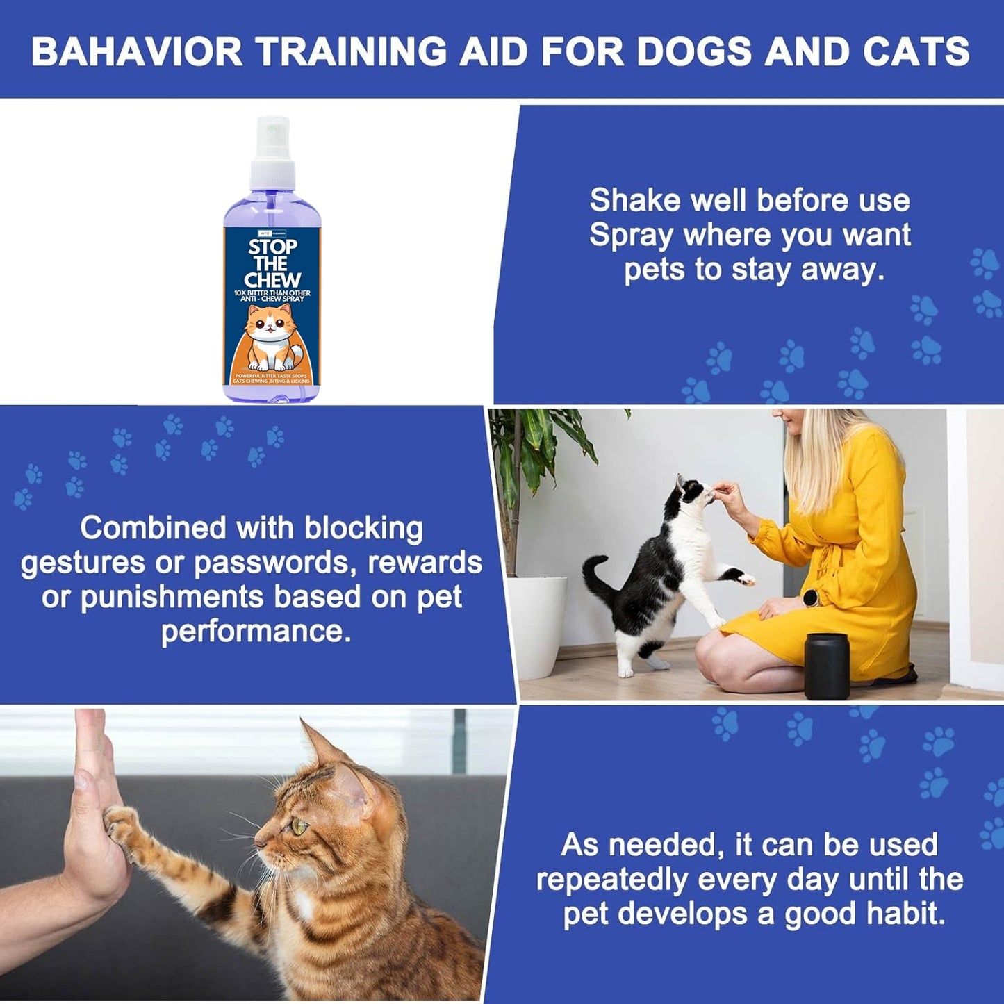 WTC Stop The Chew 500 ML Spray for Indoor and Outdoor Use, Cat Repellent Spray for Furniture, No Scratch Spray for Cats, Anti-Scratch Cat Training Spray