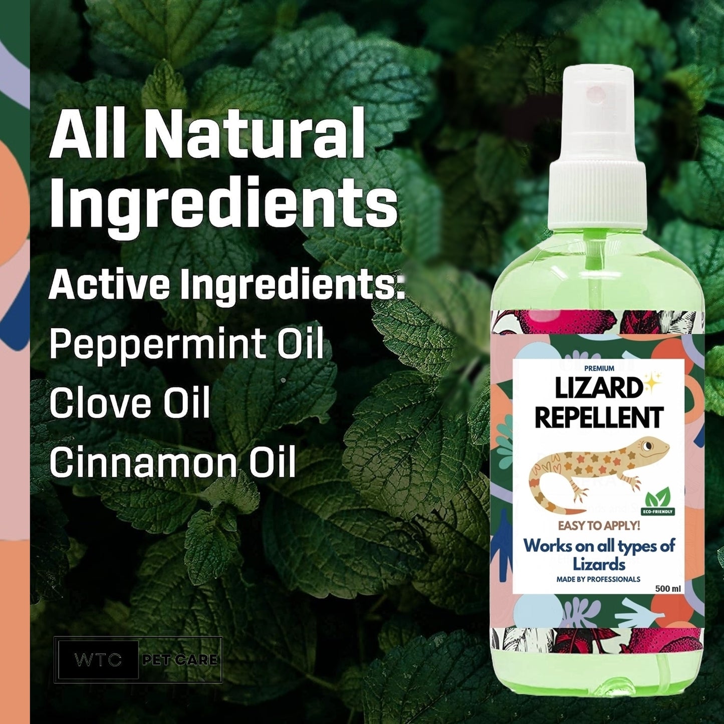 WTC Lizard Repellent Spray for Home | Anti Lizard Spray | Chipkali Repellent Spray | Herbal Lizard Killer Spray for Walls Kitchen Bathroom | Powerful Lizard Control Solution