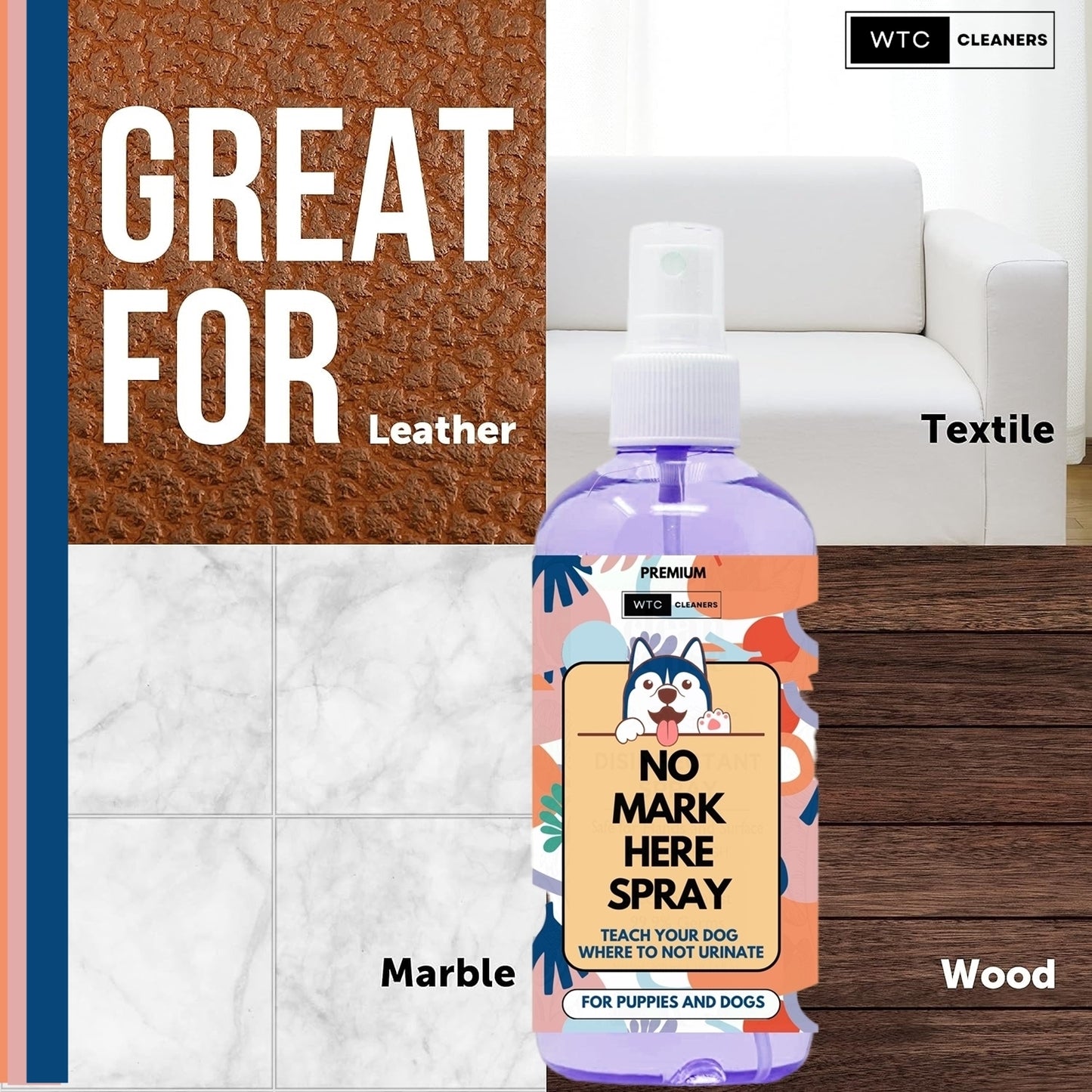 WTC No More Marking Spray 500 ml | Trains Your Pet Where Not to Urinate | Training Pee Corrector for Puppies & Dogs (500 ml)