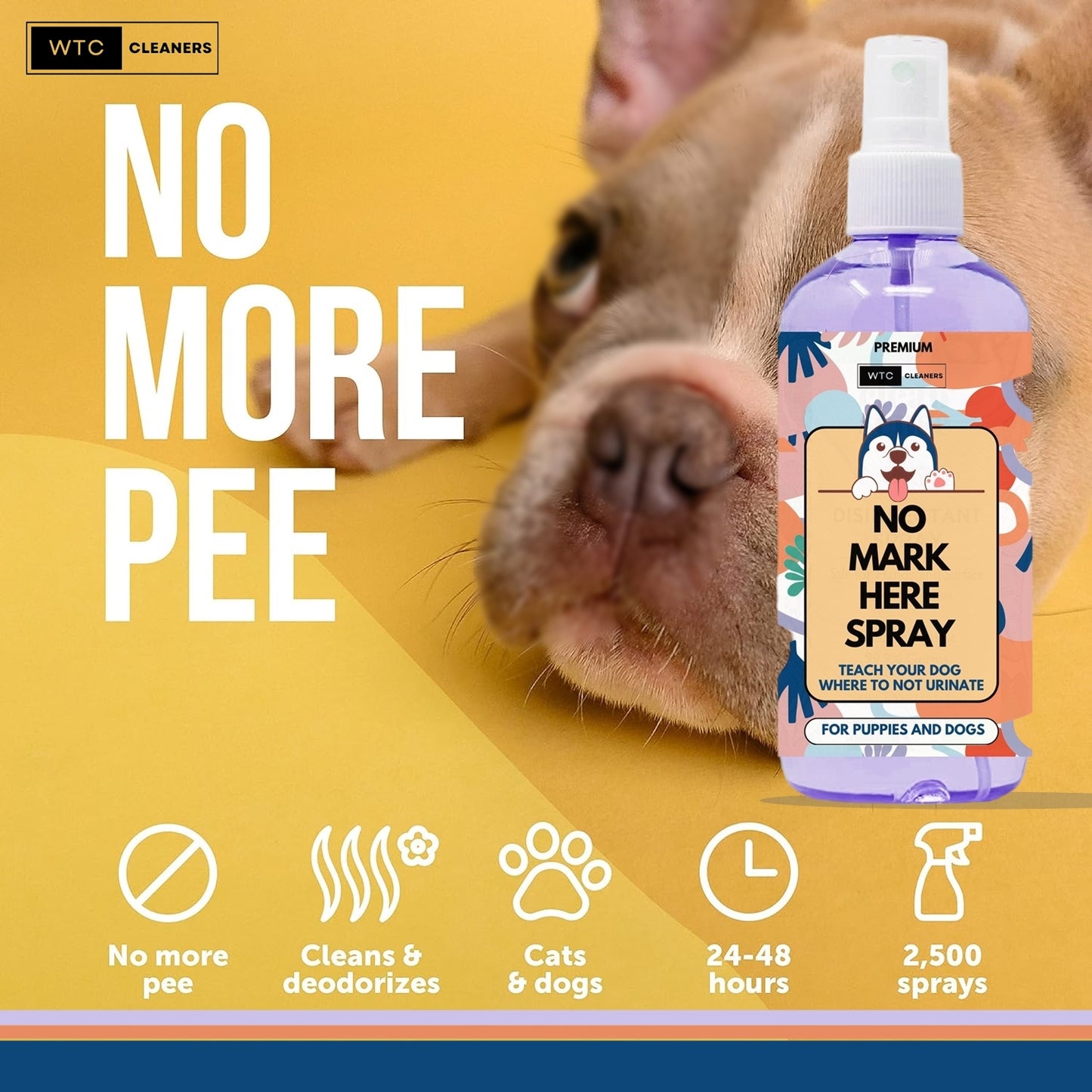 WTC No More Marking Spray 500 ml | Trains Your Pet Where Not to Urinate | Training Pee Corrector for Puppies & Dogs (500 ml)