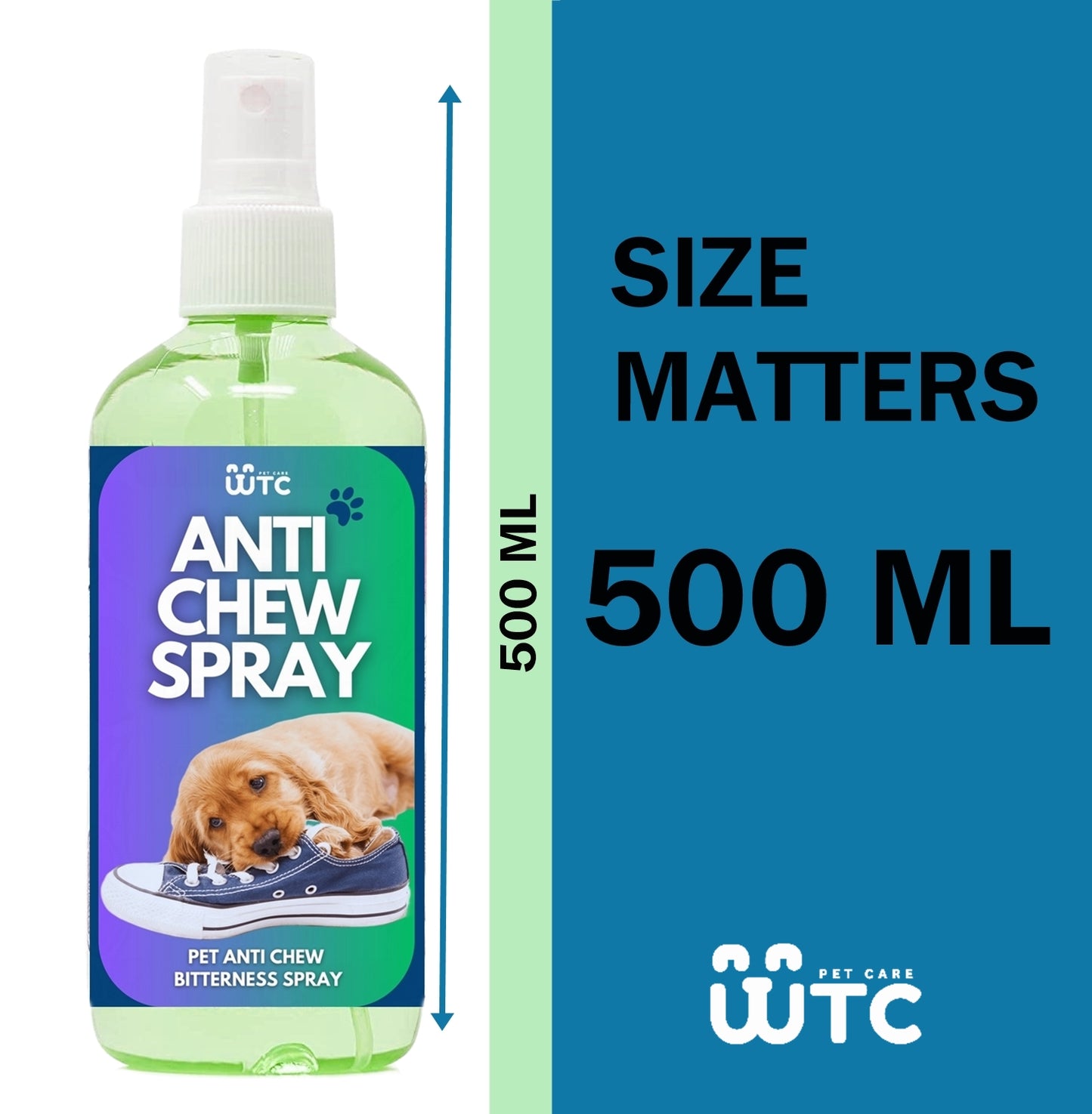 WTC Bitter Apple Spray 500 ml for Dogs to Stop Chewing | Puppy and Dog Chewing Spray Deterrent | Anti Chew Extra Strength Pet Corrector | Safe for Indoors & Outdoors