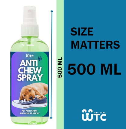 WTC Bitter Apple Spray 500 ml for Dogs to Stop Chewing | Puppy and Dog Chewing Spray Deterrent | Anti Chew Extra Strength Pet Corrector | Safe for Indoors & Outdoors