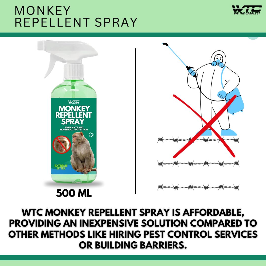 WTC Monkey Repellent Spray 500 ml | Keep Monkeys Stay Away from Gardens, Homes, Factories & Warehouses | Safe, Chemical-Free Solution