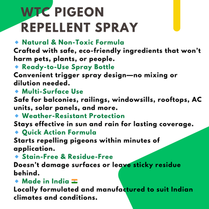 WTC Pigeon Repellent Spray for Home, Bird Deterrent Solution, 500ml