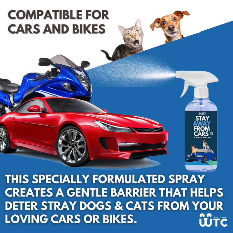WTC Stay Away Car Repellent Spray 500 ml for Dogs & Animals – Protects Vehicles from Scratches, Pee & Poop, Natural Formula